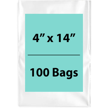 4X14 inches Clear Flat Poly Bags 3Mil Open Top (LDPE)